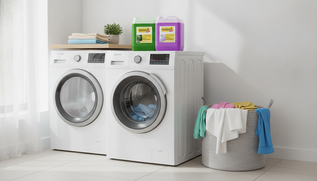 Bidoane detergent Belasil 10L pe masina de spalat