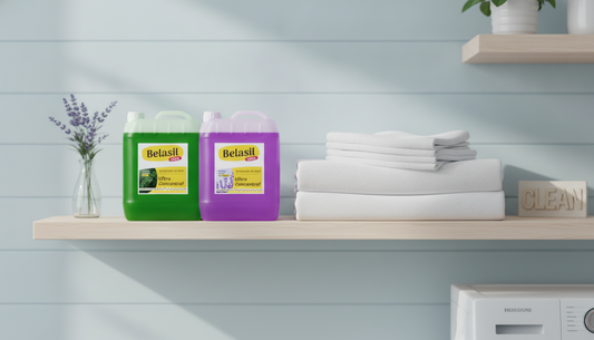 Bidoane detergent Belasil 10L langa prosoape proaspat spalate